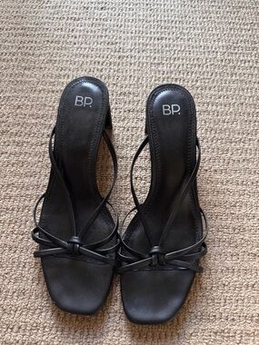 bp Black Knotted Strappy Slide Heels